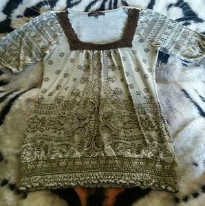 Almost Famous Paisley Print Hippie Peasant Top